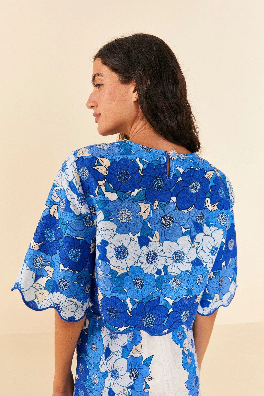 Farm Rio Blue Flower Stripes Crop Top 5 Farm Rio Blue Flower Stripes Crop Top - Image 3