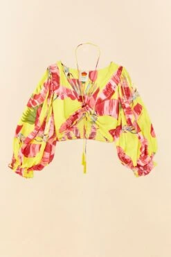 Farm Rio Lime Sweet JungleLenzing™ Ecovero™ Viscose Crop Top -Perfect Top Shop 306305 06