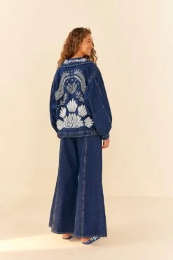 Farm Rio Jungle Flow Embroidered Denim Jacket -Perfect Top Shop 306311 04