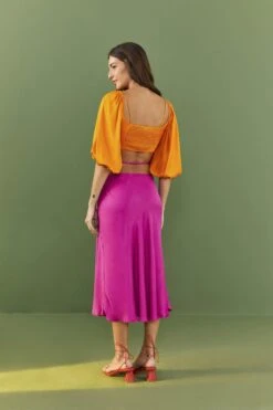 Farm Rio Orange Lenzing™ Ecovero™ Viscose Crop Blouse -Perfect Top Shop 306352 03