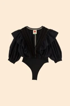 Farm Rio Black Lace Bodysuit -Perfect Top Shop 306354