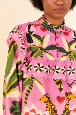 Farm Rio Pink Leopard Forest Blouse -Perfect Top Shop 306648 03