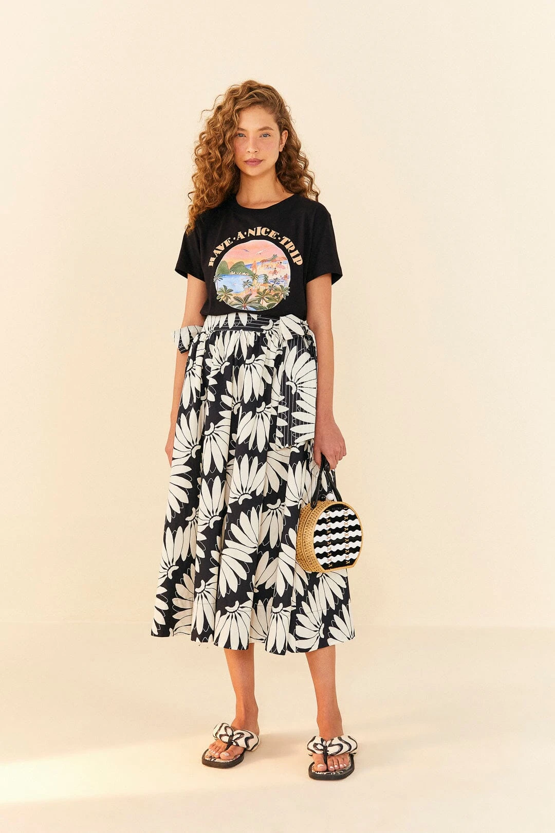 Farm Rio Black Have A Nice Trip Organic Cotton T-Shirt 4 Farm Rio Black Have A Nice Trip Organic Cotton T-Shirt - Image 2