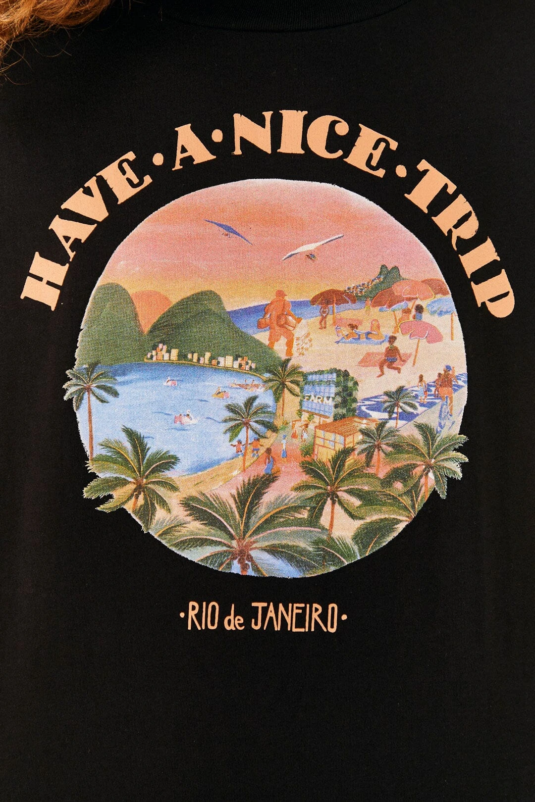 Farm Rio Black Have A Nice Trip Organic Cotton T-Shirt 6 Farm Rio Black Have A Nice Trip Organic Cotton T-Shirt - Image 4