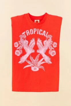 Farm Rio Red Tropical Organic Cotton T-Shirt -Perfect Top Shop 306713 06