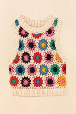 Farm Rio Multi Circles Crochet Vest -Perfect Top Shop 306752 06