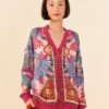 Farm Rio Pink Macaw Scarf Lenzing™ Ecovero™ Viscose Cardigan -Perfect Top Shop 306755 01
