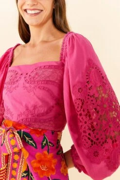Farm Rio Pink Lace Blouse -Perfect Top Shop 306900 03