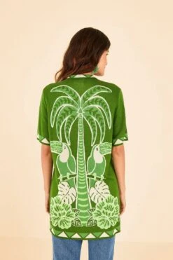 Farm Rio Green Summer Sunrise Lenzing™ Ecovero™ Viscose Knit Shirt -Perfect Top Shop 306911 04