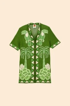 Farm Rio Green Summer Sunrise Lenzing™ Ecovero™ Viscose Knit Shirt -Perfect Top Shop 306911 06