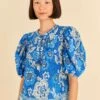 Farm Rio Blue Full Of Flowers Blouse 1 Farm Rio Blue Full Of Flowers Blouse -Perfect Top Shop 306916 01