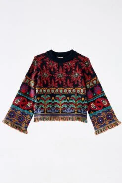 Farm Rio Black Night Sky Sweater -Perfect Top Shop 308284 06