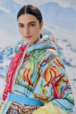 Farm Rio Mixed Scarves Ski Puffer Jacket -Perfect Top Shop 308309 04