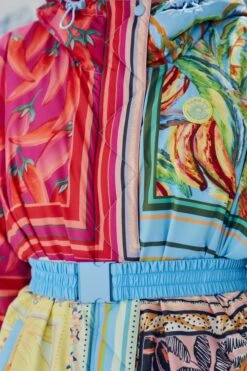 Farm Rio Mixed Scarves Ski Puffer Jacket -Perfect Top Shop 308309 07