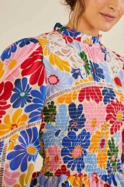 Farm Rio Sand Sunny Daisies Blouse -Perfect Top Shop 309082 03