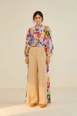 Farm Rio Sand Sunny Daisies Blouse -Perfect Top Shop 309082 04