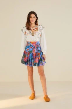 Farm Rio White Embroidered Fall Leaf Blouse -Perfect Top Shop 309103 04