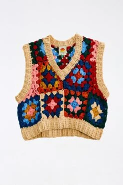 Farm Rio Multicolor Patchwork Crochet Vest -Perfect Top Shop 309108 05