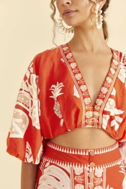 Farm Rio Red Lace Monsteras Crop Top -Perfect Top Shop 309178 03