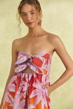 Farm Rio Red Coconut Tree Organic Cotton Midi Dress -Perfect Top Shop 309180 03