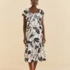 Farm Rio Off-White Graphic Leaves Midi Dress 2 Farm Rio Off-White Graphic Leaves Midi Dress -Perfect Top Shop 309181 01