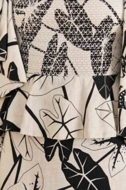 Farm Rio Off-White Graphic Leaves Midi Dress -Perfect Top Shop 309181 05