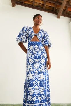 Farm Rio Navy Blue Jungle Scarf Midi Dress -Perfect Top Shop 309189 03