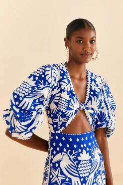 Farm Rio Navy Blue Jungle Scarf Midi Dress -Perfect Top Shop 309189 05