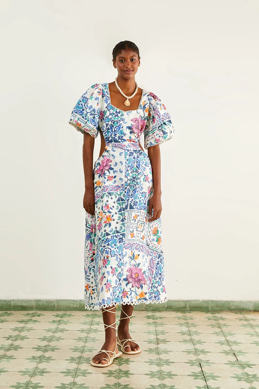 Farm Rio Off-White Romantic Bandanas Midi Dress 3 Farm Rio Off-White Romantic Bandanas Midi Dress