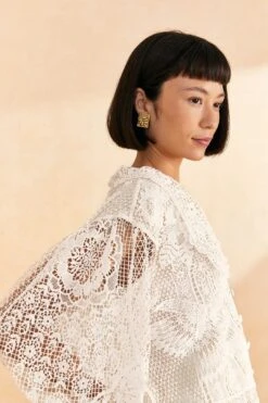 Farm Rio Off-White Guipure Collar Blouse -Perfect Top Shop 309240 03