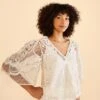 Farm Rio Off-White Butterfly Guipure Blouse -Perfect Top Shop 309242 01