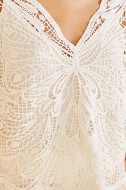 Farm Rio Off-White Butterfly Guipure Blouse -Perfect Top Shop 309242 05