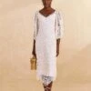 Farm Rio Off-White Guipure Midi Dress -Perfect Top Shop 309243 02
