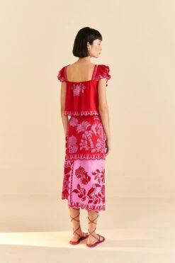 Farm Rio Red Palm Tree Richelieu Blouse -Perfect Top Shop 309247 04