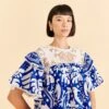 Farm Rio Navy Blue Jungle Scarf Blouse -Perfect Top Shop 309249 01