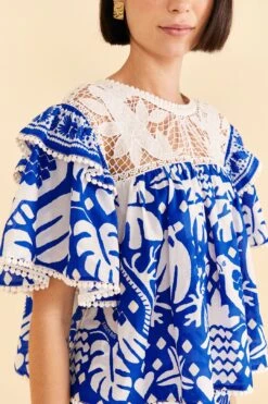 Farm Rio Navy Blue Jungle Scarf Blouse -Perfect Top Shop 309249 03