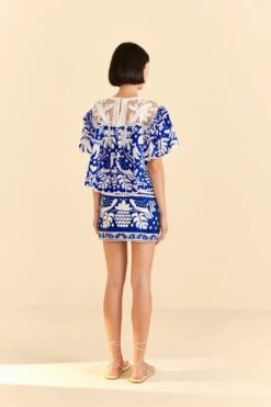 Farm Rio Navy Blue Jungle Scarf Blouse -Perfect Top Shop 309249 04