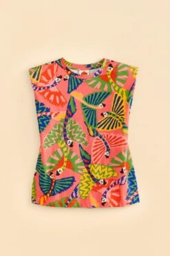 Farm Rio Coral Graphic Macaws Organic Cotton T-Shirt -Perfect Top Shop 309282 06
