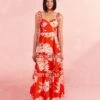 Farm Rio Red Lace Monsteras Midi Dress -Perfect Top Shop 309287 01