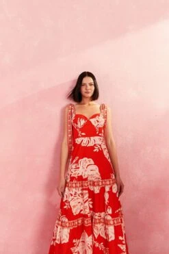 Farm Rio Red Lace Monsteras Midi Dress 8 Farm Rio Red Lace Monsteras Midi Dress -Perfect Top Shop 309287 02