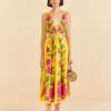 Farm Rio Yellow Romantic Garden Midi Dress -Perfect Top Shop 309298 01