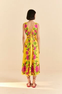 Farm Rio Yellow Romantic Garden Midi Dress -Perfect Top Shop 309298 04 780d4384 a32d 48ef a58e a885193785e5