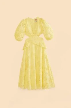 Farm Rio Light Yellow Richelieu Midi Dress -Perfect Top Shop 309337 06