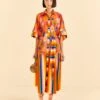 Farm Rio Coral Mixed Graphic Macaws Midi Dress -Perfect Top Shop 309363 01
