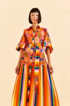 Farm Rio Coral Mixed Graphic Macaws Midi Dress -Perfect Top Shop 309363 03