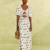 Farm Rio Cross Stitch Coconut Embroidered Midi Dress -Perfect Top Shop 309371 01