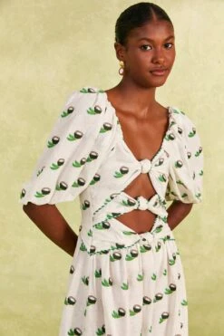 Farm Rio Cross Stitch Coconut Embroidered Midi Dress -Perfect Top Shop 309371 03