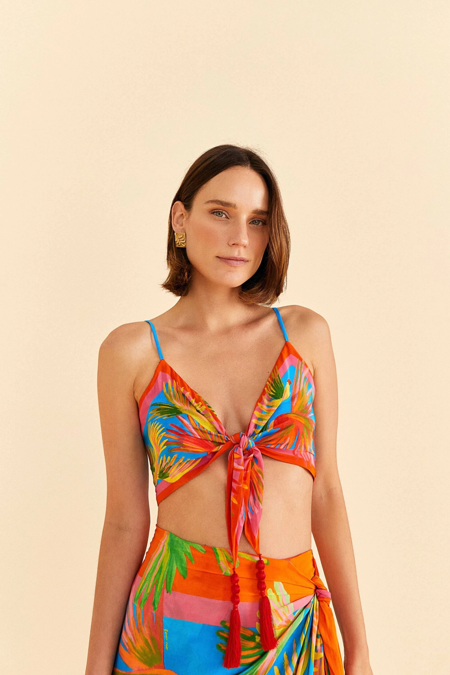 Farm Rio Painted Birds Scarf Top 3 Farm Rio Painted Birds Scarf Top