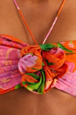 Farm Rio Orange Romantic Garden Crop Top -Perfect Top Shop 309410 04