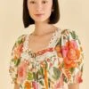 Farm Rio Off-White Macaw Bloom Blouse -Perfect Top Shop 309414 01